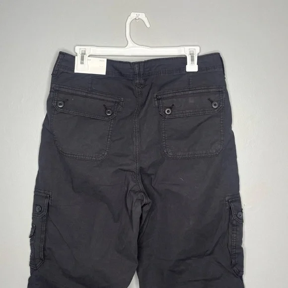 American Eagle Black Stretch Baggy Jogger High Rise Cargo Utility Pants NWT P - Picture 4 of 8